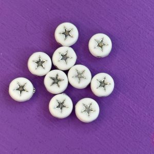 witte ronde kraal zilveren ster