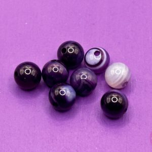 Gestreepte agaat paars kraal 6mm