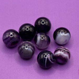 Gestreepte agaat paars kraal 10mm